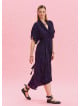 V Neck Gathered Detailed Purple Summer Dress 4533